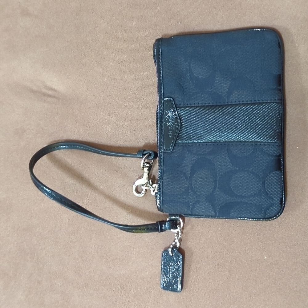 Coach Signature C Black Wristlet 6"x4"